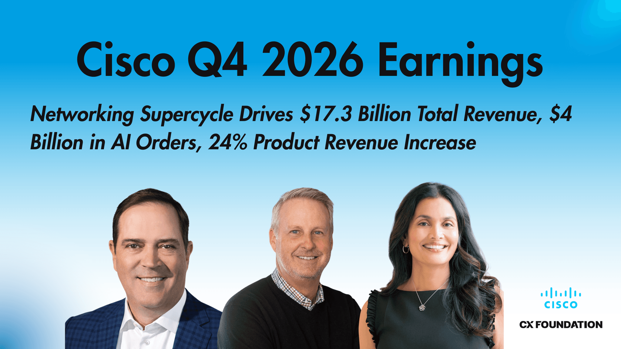 Cisco Q4 2026 Earnings: AI Networking Supercycle Drives $17.3 Billion Total Revenue, $4 Billion in AI Orders, 24% Product Revenue Increase